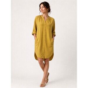 The Odells Cumin Oversized Tunic Dress S Mustard Tencel Rayon Pockets Minimalist